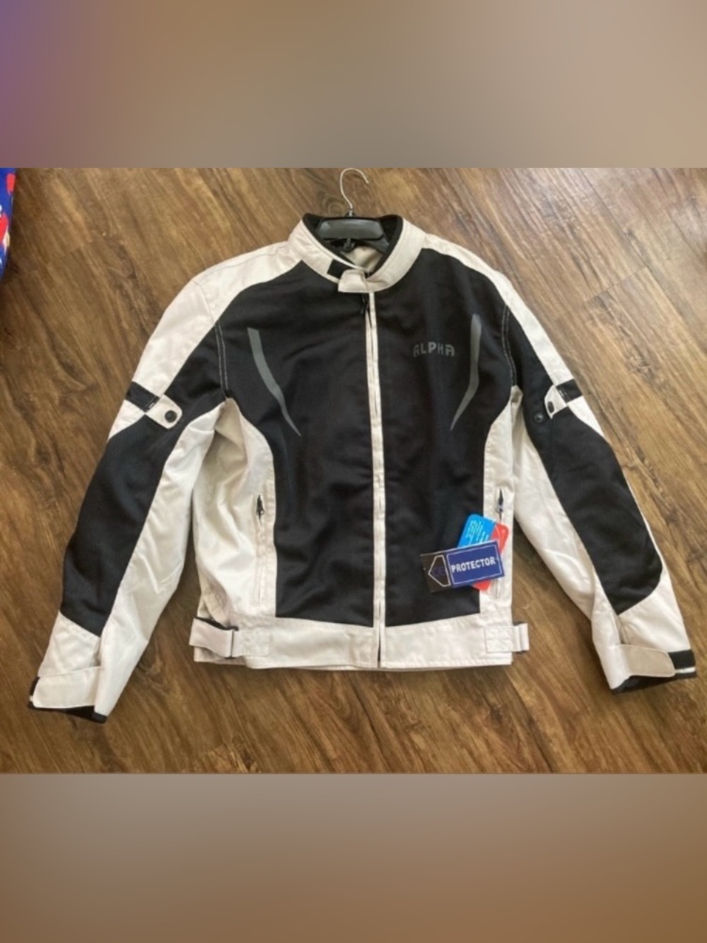 Alpha Cycle Gear Black & Cream Motorcycle Jacket Men’s Size Large New